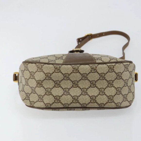 GUCCI GG Canvas Web Sherry Line Shoulder Bag PVC Leather Beige Red Auth 146151 - Picture 7 of 16